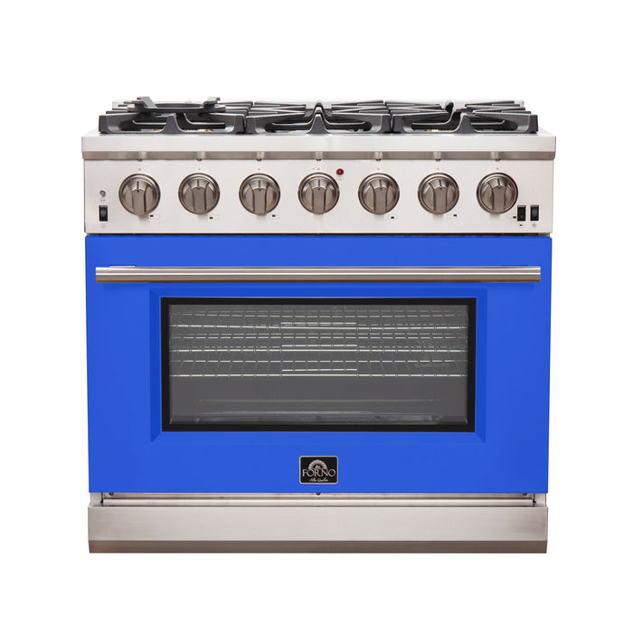 FORNO Capriasca - Titanium Professional 36" Freestanding Colored Door Gas Range FFSGS6260-36 - PrimeFair