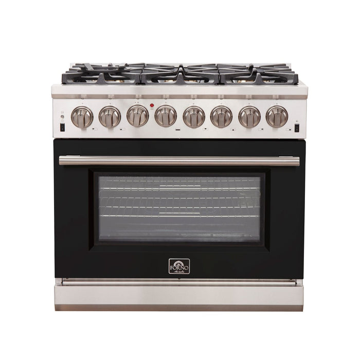 FORNO Capriasca - Titanium Professional 36" Freestanding Dual Fuel Electric 240V Colored Door Oven Range FFSGS6187-36 - PrimeFair