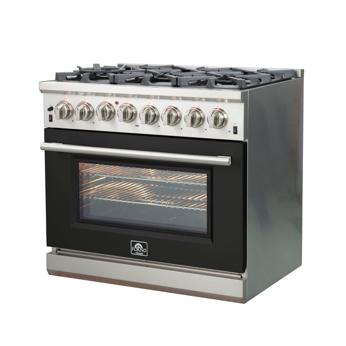 FORNO Capriasca - Titanium Professional 36" Freestanding Dual Fuel Electric 240V Colored Door Oven Range FFSGS6187-36 - PrimeFair