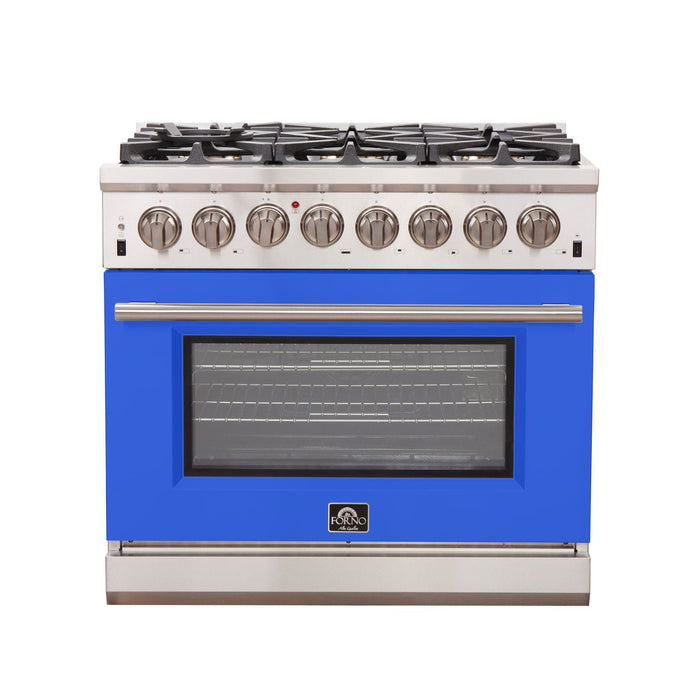 FORNO Capriasca - Titanium Professional 36" Freestanding Dual Fuel Electric 240V Colored Door Oven Range FFSGS6187-36 - PrimeFair