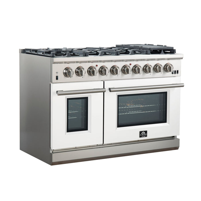 FORNO Capriasca - Titanium Professional 48" Freestanding Colored Door Gas Range FFSGS6260-48WHT