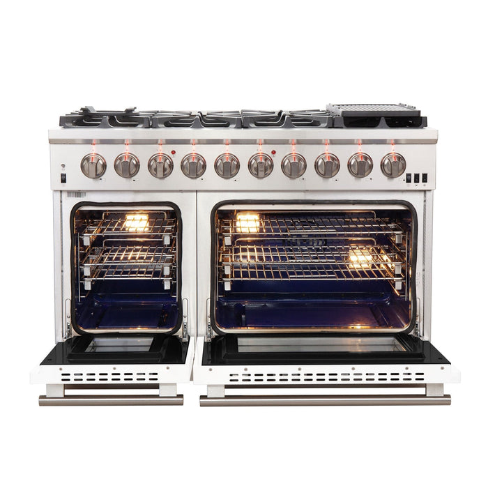 FORNO Capriasca - Titanium Professional 48" Freestanding Colored Door Gas Range FFSGS6260-48WHT