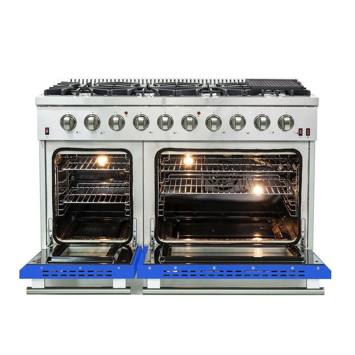 FORNO Vittorio - Gold Professional 48" Freestanding Colored Door Gas Range FFSGS6244-48RED