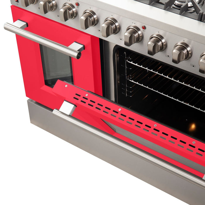 FORNO Vittorio - Gold Professional 48" Freestanding Colored Door Gas Range FFSGS6244-48RED
