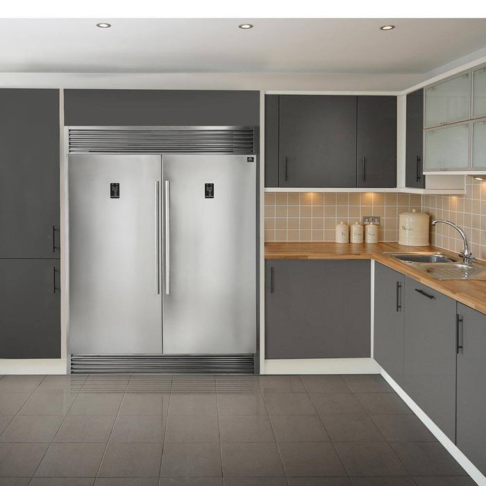 Forno 2-Piece Appliance Package - 48-Inch Gas Range with Air Fryer & 56-Inch Pro-Style Refrigerator in Stainless Steel