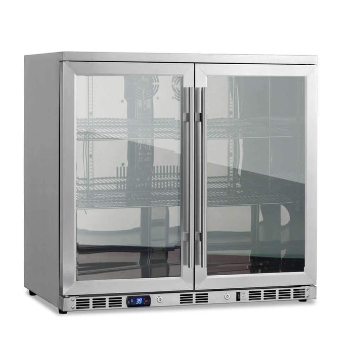 Kings Bottle 36 Inch Heating Glass 2 Door Built In Beverage Fridge KBU56M