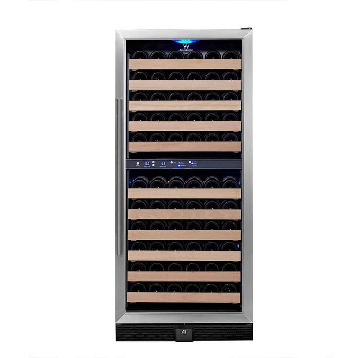 Kings Bottle 100 Bottle Upright Dual Zone Wine Fridge For Home KBU100DX-FG, LHH