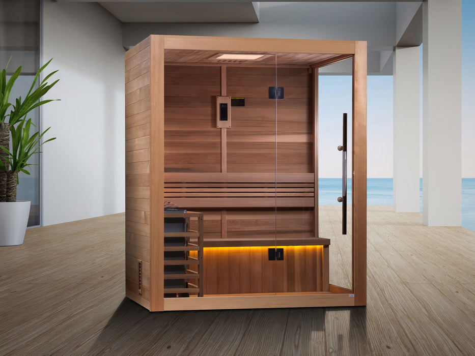 Golden Designs "Hanko Edition" 2-3 Person Indoor Traditional Steam Sauna - Canadian Red Cedar Interior (GDI-7202-01)