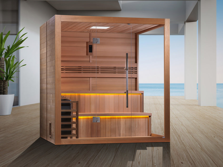 Golden Designs "Kuusamo Edition" 6 Person Indoor Traditional Steam Sauna - Canadian Red Cedar Interior (GDI-7206-01)