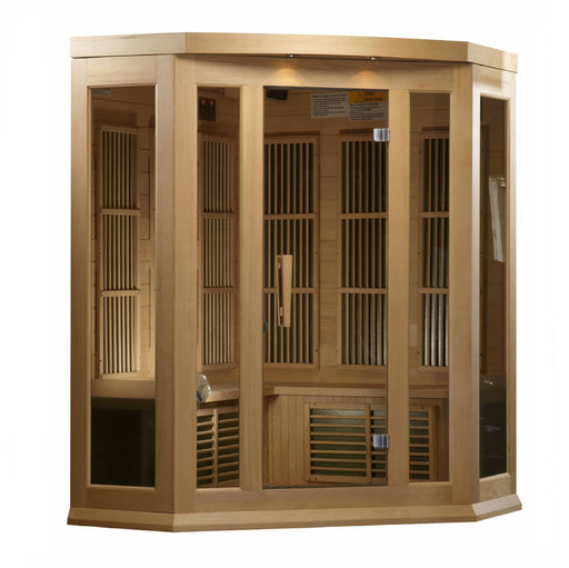 Golden Designs Maxxus 3 Person Corner Low EMF FAR Infrared Carbon Canadian Hemlock Sauna MX-K356-01