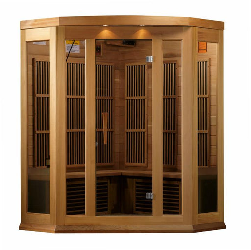 Golden Designs Maxxus "Chaumont Edition" 3 Person Corner Near Zero EMF FAR Infrared Sauna - Canadian Red Cedar - PrimeFair