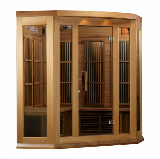 Golden Designs Maxxus "Chaumont Edition" 3 Person Corner Near Zero EMF FAR Infrared Sauna - Canadian Red Cedar - PrimeFair
