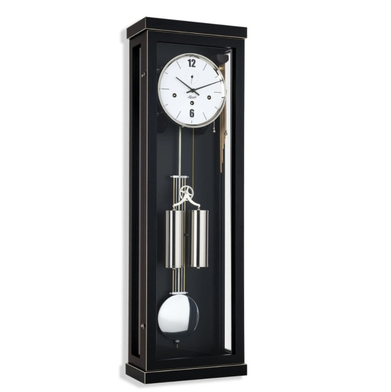 HermleClock Abbot 8-Day Cable-Driven Regulator Wall Clock Westminster Chimes - Black Finish 70993740351