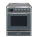 ILVE - Majestic II Series - 30 Inch Electric Freestanding Single Oven Range (UMI30NE3) - Blue Grey Chrome