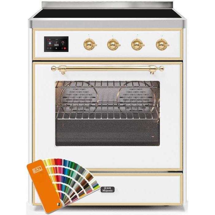 ILVE - Majestic II Series - 30 Inch Electric Freestanding Single Oven Range (UMI30NE3) - Custom RAL Color with Brass Trim