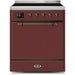 ILVE - Majestic II Series - 30 Inch Electric Freestanding Range (UMI30QNE3) - Burgundy with Bronze Trim