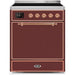 ILVE - Majestic II Series - 30 Inch Electric Freestanding Range (UMI30QNE3) - Burgundy with Copper Trim