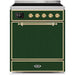 ILVE - Majestic II Series - 30 Inch Electric Freestanding Range (UMI30QNE3) - Emerald Green with Brass Trim