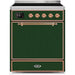 ILVE - Majestic II Series - 30 Inch Electric Freestanding Range (UMI30QNE3) - Emerald Green with Copper Trim