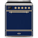 ILVE - Majestic II Series - 30 Inch Electric Freestanding Range (UMI30QNE3) - Midnight Blue with Brass Trim