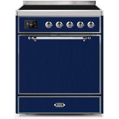 ILVE - Majestic II Series - 30 Inch Electric Freestanding Range (UMI30QNE3) - Midnight Blue with Chrome Trim