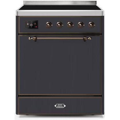 ILVE - Majestic II Series - 30 Inch Electric Freestanding Range (UMI30QNE3) - Matte Graphite with Bronze Trim