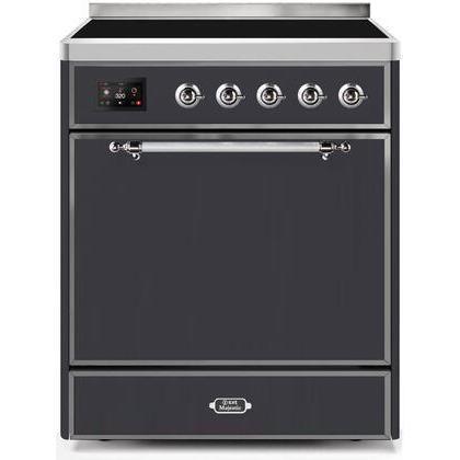 ILVE - Majestic II Series - 30 Inch Electric Freestanding Range (UMI30QNE3) - Matte Graphite with Chrome Trim