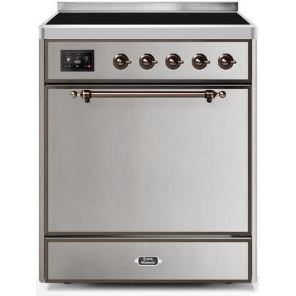 ILVE - Majestic II Series - 30 Inch Electric Freestanding Range (UMI30QNE3) - Stainless Steel with Bronze Trim