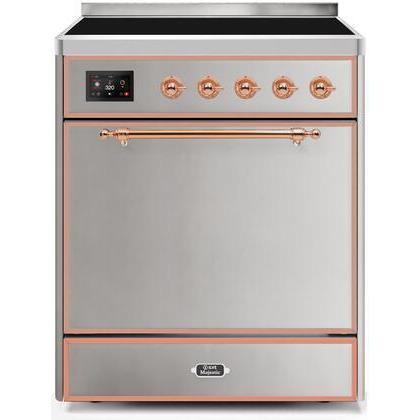 ILVE - Majestic II Series - 30 Inch Electric Freestanding Range (UMI30QNE3) - Stainless Steel with Copper Trim