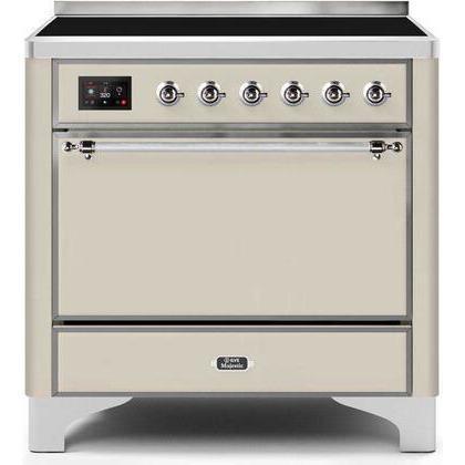 ILVE - Majestic II Series - 36 Inch Electric Freestanding Range (UMI09QNS3) - Antique White with Chrome Trim