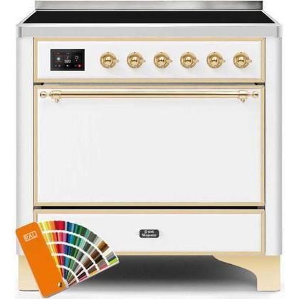 ILVE - Majestic II Series - 36 Inch Electric Freestanding Range (UMI09QNS3) - Custom RAL Color with Brass Trim