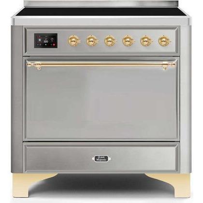 ILVE - Majestic II Series - 36 Inch Electric Freestanding Range (UMI09QNS3) - Stainless Steel with Brass Trim