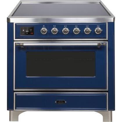 ILVE 36" Majestic II Series Electric Induction and Electric Oven Range with 5 Elements (UMI09NS3) - Midnight Blue with Chrome Trim