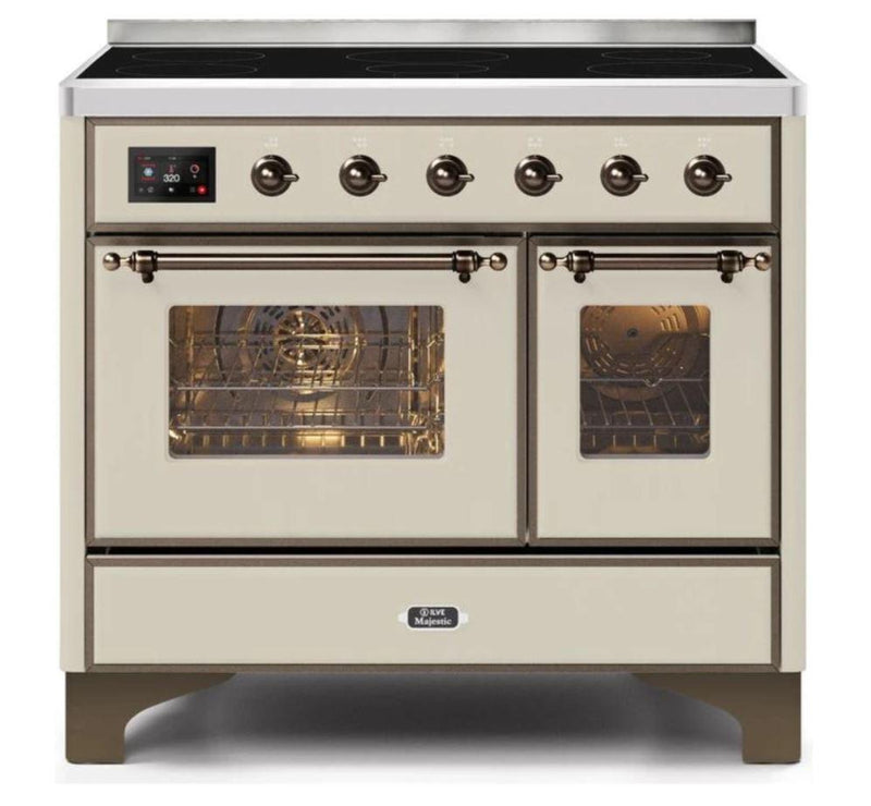 ILVE 40 Inch Majestic II Series Freestanding Electric Double Oven Range with 6 Elements, Triple Glass Cool Door, Convection Oven, TFT Oven Control Display and Child Lock (UMDI10NS3)