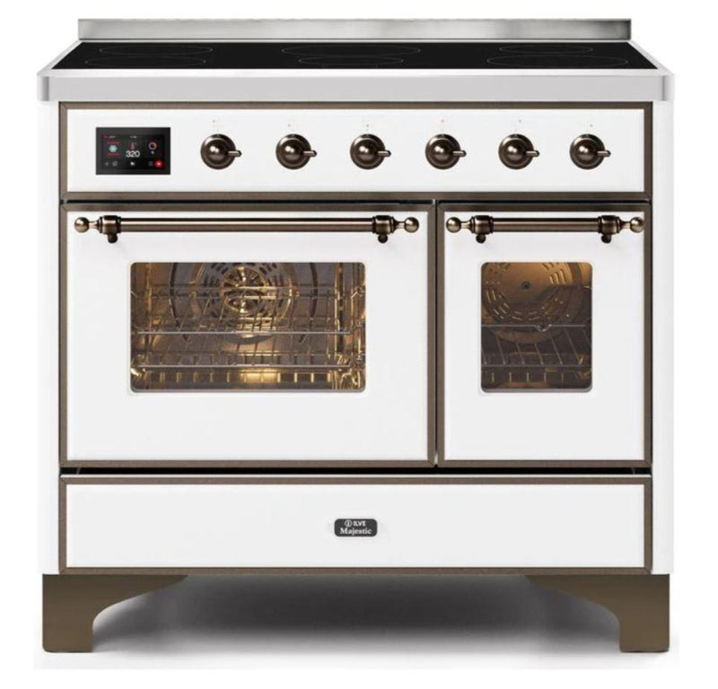 ILVE 40 Inch Majestic II Series Freestanding Electric Double Oven Range with 6 Elements, Triple Glass Cool Door, Convection Oven, TFT Oven Control Display and Child Lock (UMDI10NS3)