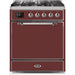 ILVE - Majestic II Series - 30 Inch Dual Fuel Freestanding Range Gas/Propane (UM30DQNE3) - Burgundy with Chrome Trim