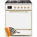 ILVE - Majestic II Series - 30 Inch Dual Fuel Freestanding Range Gas/Propane (UM30DQNE3) - Custom RAL Color with Brass Trim