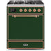 ILVE - Majestic II Series - 30 Inch Dual Fuel Freestanding Range Gas/Propane (UM30DQNE3) - Emerald Green with Copper Trim