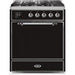 ILVE - Majestic II Series - 30 Inch Dual Fuel Freestanding Range Gas/Propane (UM30DQNE3) - Glossy Black with Chrome Trim