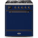 ILVE - Majestic II Series - 30 Inch Dual Fuel Freestanding Range Gas/Propane (UM30DQNE3) - Midnight Blue with Bronze Trim