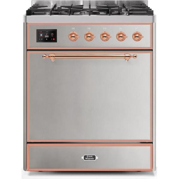 ILVE - Majestic II Series - 30 Inch Dual Fuel Freestanding Range Gas/Propane (UM30DQNE3) - Stainless Steel with Copper Trim