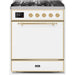 ILVE - Majestic II Series - 30 Inch Dual Fuel Freestanding Range Gas/Propane (UM30DQNE3) - White with Brass Trim