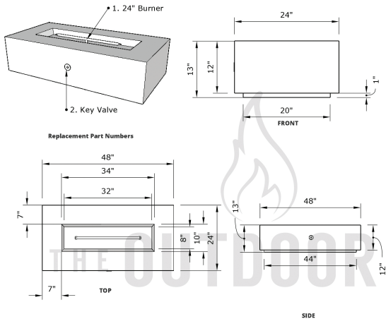 The Outdoor Plus Regal 48" Concrete Fire Pit - OPT-RGL48