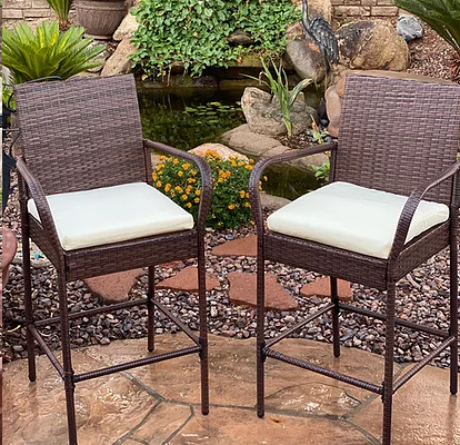 KoKoMo Rattan Outdoor Bar Stools w/ Armrest KO-BARSTLWKR-ARM