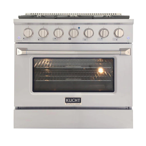 Kucht 36-in Deep Recessed 6 Burners Convection Oven Freestanding Dual Fuel Range