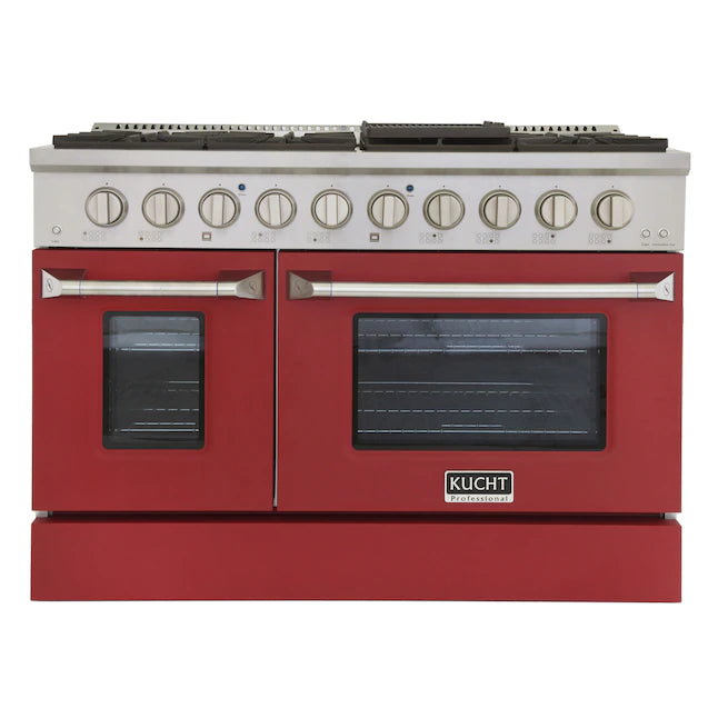 Kucht 48-in 8 Burners 4.2-cu ft / 2.5-cu ft Convection Oven Freestanding Double Oven Dual Fuel Range