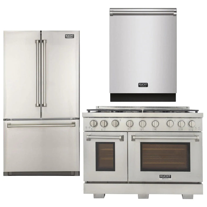 Kucht Appliance Package - 48 inch Gas Range in Stainless Steel, Dishwasher, Refrigerator, AP-KFX480-2