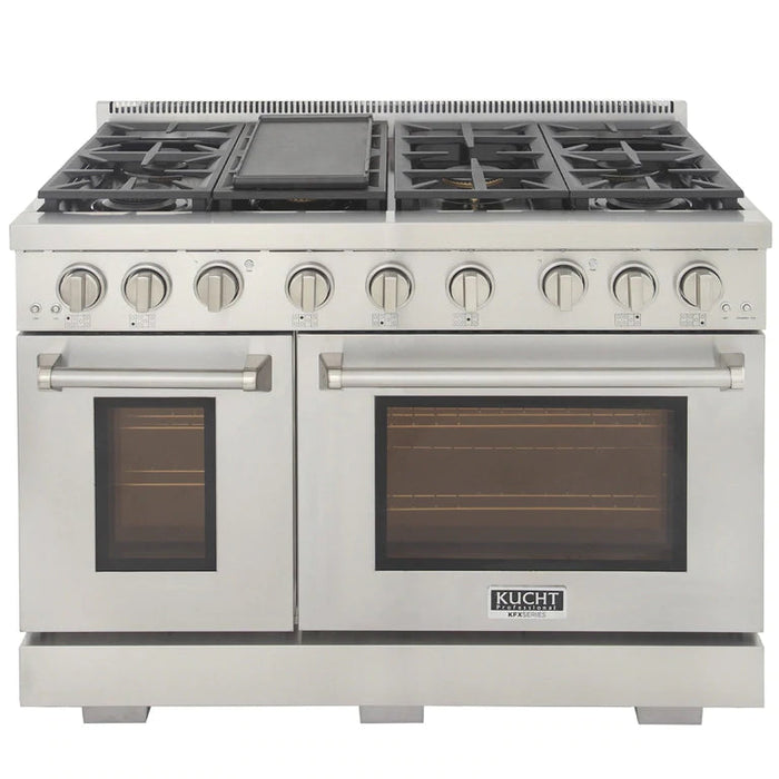 Kucht Appliance Package - 48 inch Gas Range in Stainless Steel, Dishwasher, Refrigerator, AP-KFX480-2