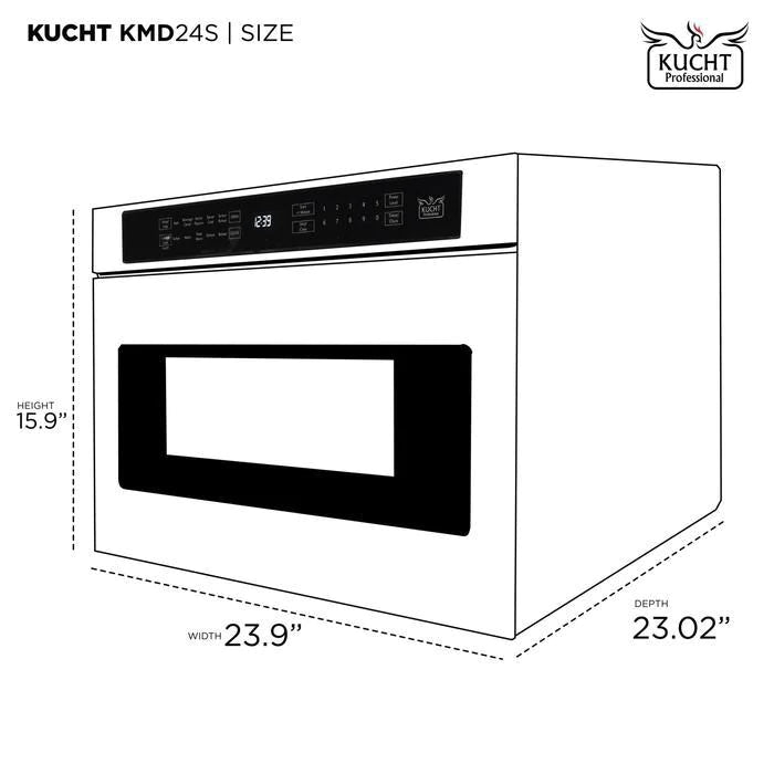 Kucht Appliance Package - 48 inch Natural Gas Range in Stainless Steel, Refrigerator, Dishwasher, Microwave Drawer, AP-KFX480-6