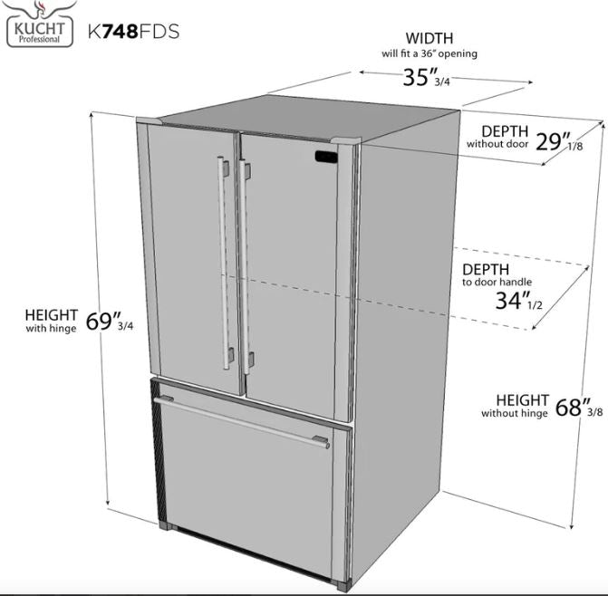 Kucht Appliance Package - 48 inch Natural Gas Range in Stainless Steel, Wall Range Hood, Refrigerator, Dishwasher, AP-KFX480-5